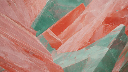 Poster - Quartzite cross bedding texture in vibrant coral and green hues for design and decoration