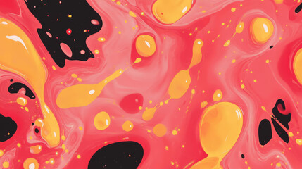 Poster - Vibrant abstract background with red and yellow ink blots for creative design