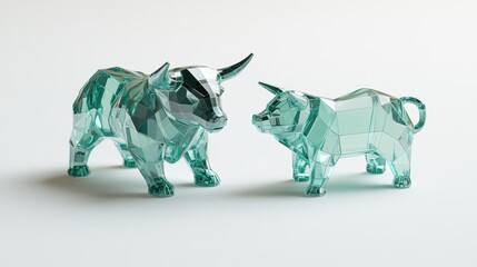 Poster - Two glass animal figurines placed on a white surface with soft natural lighting and a blurred background