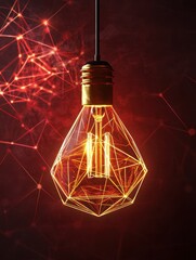 Poster - Polygon idea light bulb on blockchain technology network hud background. Global cryptocurrency blockchain business banner concept. Lamp symbolize inspiration, innovation, invention, effective thinkin