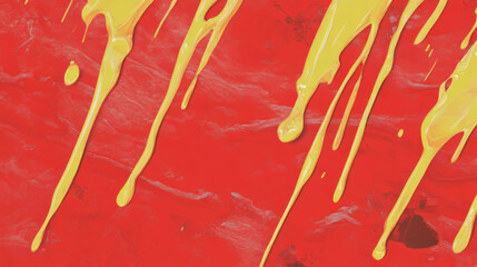 Poster - Abstract red and yellow ink drip design for artistic backgrounds