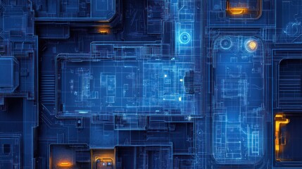 Poster - Futuristic city circuit board aerial view