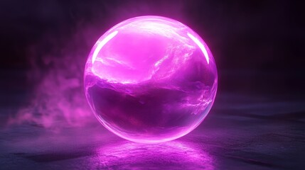 Wall Mural - a glowing pink orb emitting soft light reflecting on a surface