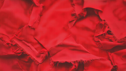 Poster - Red torn fabric with frayed edges for textured background design