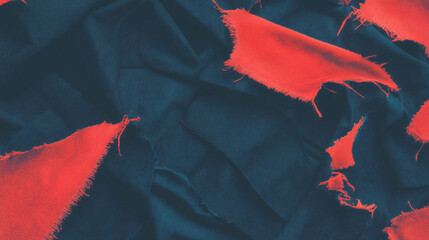 Poster - Abstract background of ripped fabric texture with frayed edges for textile design