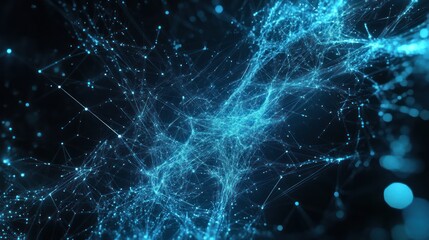 Poster - Abstract blue network; digital connection, technology background