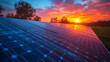 © Cool_Man - a stunning view of solar panels at sunset, harnessing clean energy for a sustainable future. This captivating scene symbolizes innovation, renewable power, and environmental conservation.