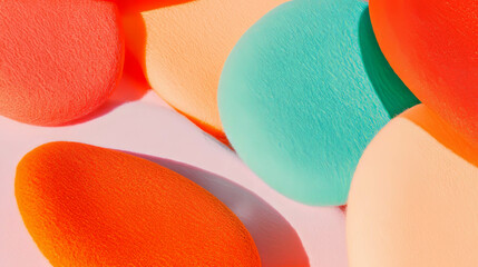 Poster - Colorful abstract composition of soft felt shapes in vibrant textures for creative design
