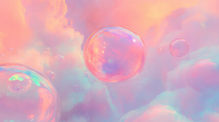 Poster - Dreamy pastel background with soft glowing orbs for creative designs