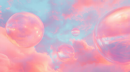 Poster - Dreamy pastel sky with soft glowing orbs for tranquil design