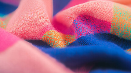 Poster - Vibrant and soft textured fabric with colorful patterns for creative design
