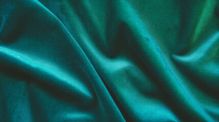 Poster - Luxurious velvet fabric texture in deep teal for interior design or fashion projects