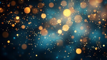 Wall Mural - An abstract background featuring glowing golden and blue circular lights