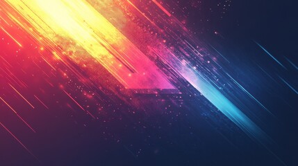 Poster - A vibrant arrow graphic suggesting movement and speed, blending warm and cool colors with a dynamic background.