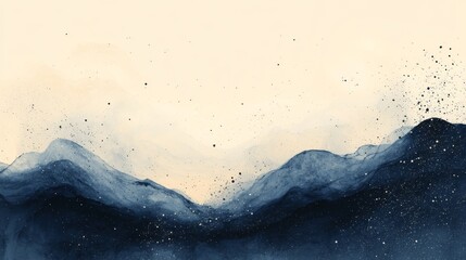 Wall Mural - abstract watercolor painting of rolling mountains and a neutral sky