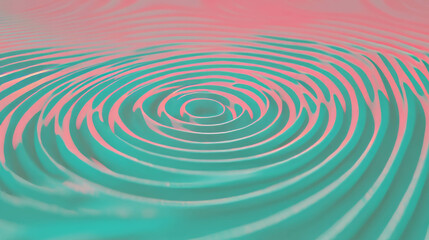 Poster - Abstract spiral and concentric circles in pink and turquoise background design