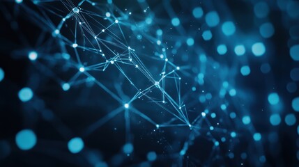 Poster - Abstract Network Connection, Digital Data Flow, glowing nodes