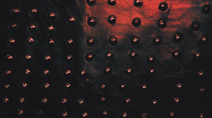 Poster - Dark leather texture with metal studs - perfect for fashion and interior design concepts