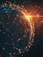 Poster - Technology image of globe. Abstract polygonal shapes. Background with connecting dots and lines. Graphic concept for your design