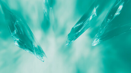 Poster - Abstract pattern of teal broken glass fragments on light background