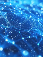 Poster - Abstract connected dots on bright blue background. 3D Rendering