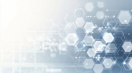 a sterile and minimalist background, featuring an array of hexagonal shapes in varying shades of gra