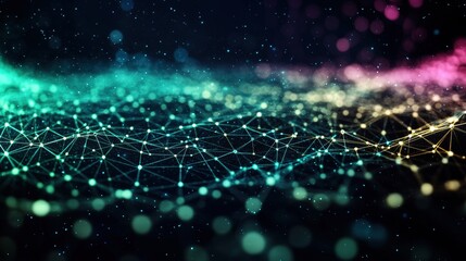 Aufkleber - Abstract technology background with connected lines and dots representing data and digital communication