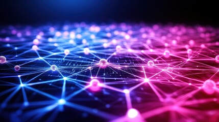 Aufkleber - Network of glowing lights with a dark background representing technology and connectivity