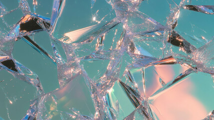 Poster - Vibrant textured design of colored broken glass fragments