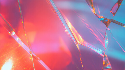Poster - Vibrant abstract pattern of broken glass with multicolored light reflections