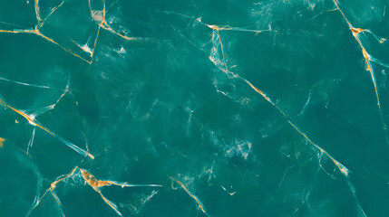 Poster - Abstract pattern of broken glass with short cracks in turquoise color for creative design