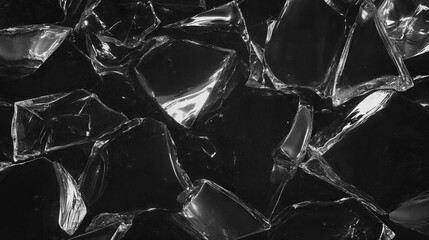 Poster - Abstract composition of shattered glass with smooth edges on dark background