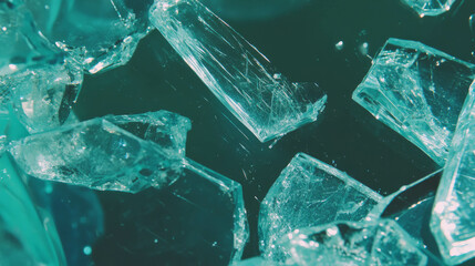 Poster - Shattered glass texture with thick fragments for design and art projects