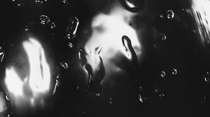 Poster - Shattered glass with water droplets reflecting light patterns