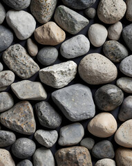 Fototapete - an assortment of smooth stones in various shapes and sizes, arranged together to create a natural texture and pattern. The stones exhibit a range of colors and textures.