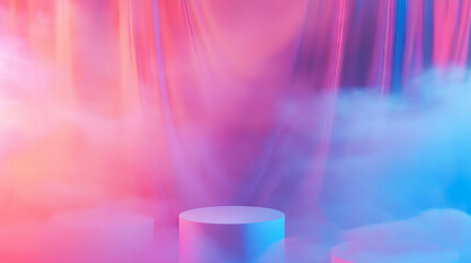 Aufkleber - Vibrant podiums with colorful smoke for creative event or performance backdrop