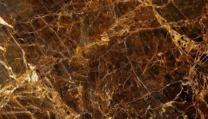 Poster - luxurious dark brown marble texture with golden veins, high-resolution natural stone pattern for interior design and background