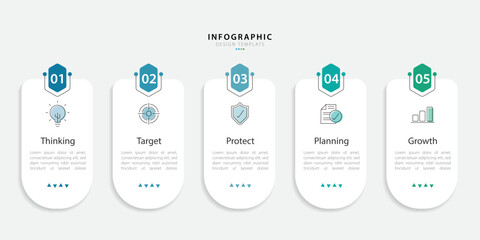 Aufkleber - Timeline Creator infographic template. 5 Step timeline journey, calendar Flat simple infographics design template. presentation graph. Business concept with 5 options, gantt vector illustration.