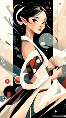 Wall Mural - elegant woman in abstract space-inspired design