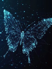 Poster - polygon butterfly on blockchain technology network hud background. abstract polygonal geometric butt