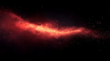Wall Mural - a luminous red nebula flowing through the vast dark expanse of space