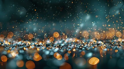 Poster - raindrops falling on the ground, creating a soothing and calming atmosphere. The background is dark to emphasize the details of water droplets in motion