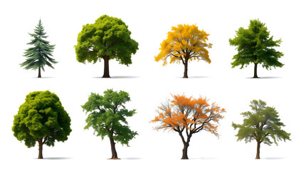 Poster - a collection of diverse trees showcasing different shapes, sizes, and colors. Each tree is unique