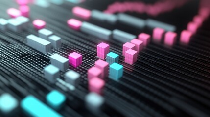 Aufkleber - Colorful abstract background featuring a black and pink cube with photo elements integrated into the design