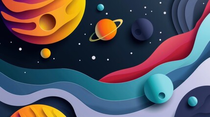 Enigmatic Abstract Planets Set Against a Cosmic Space Background