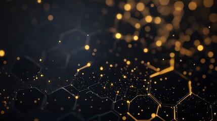 Poster - Golden Hexagon Network, Abstract Background, Technology, Data