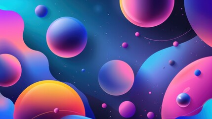 Enigmatic Abstract Planets Set Against a Cosmic Space Background