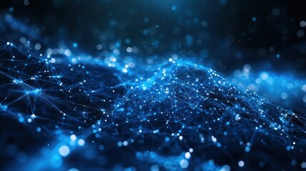 Poster - Abstract blue digital wave network background