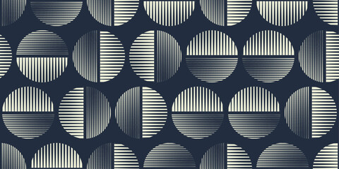 Poster - Abstract circles, background of two halves of circles. Striped and gradient circles, repeating stylish background.