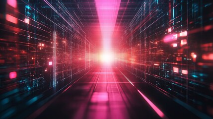 Poster - A digital-style grid fading into a futuristic void